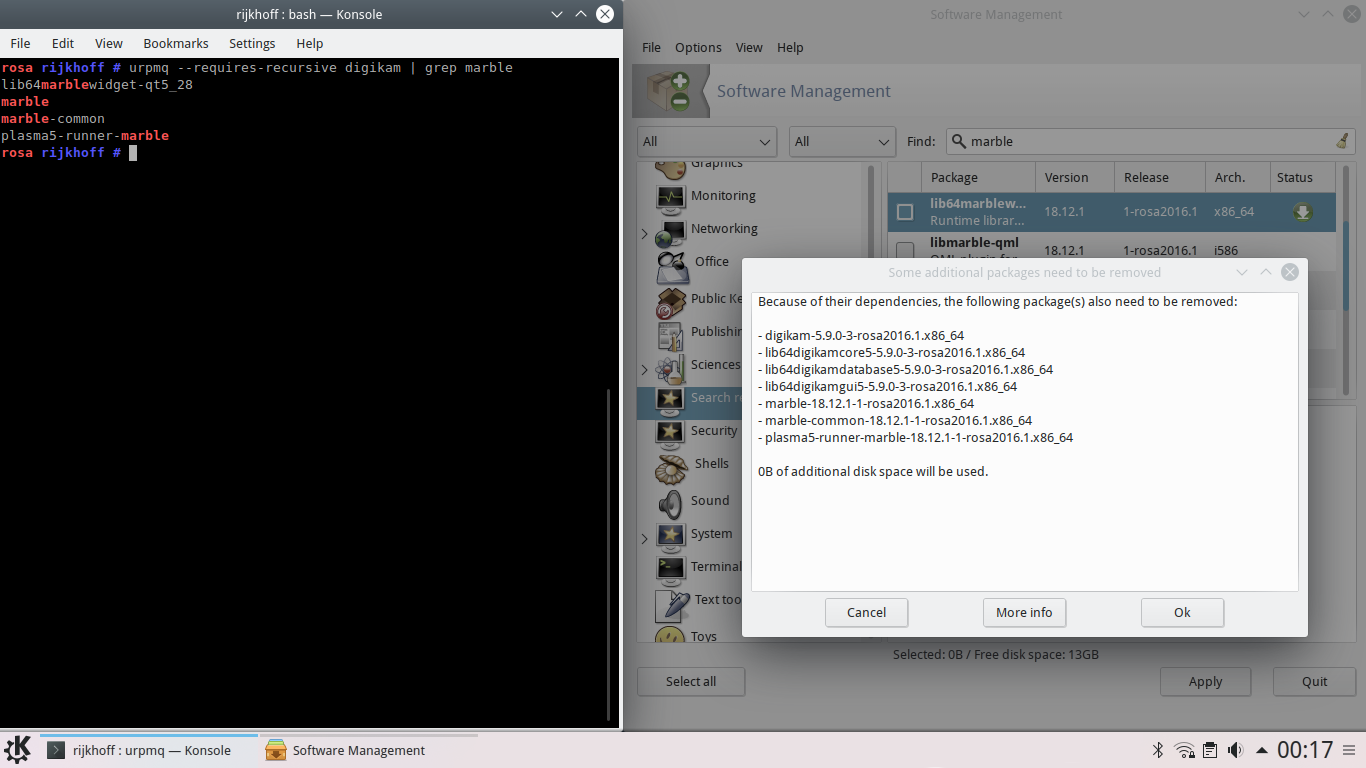 ROSA desktop screenshot: 11 marble dependency