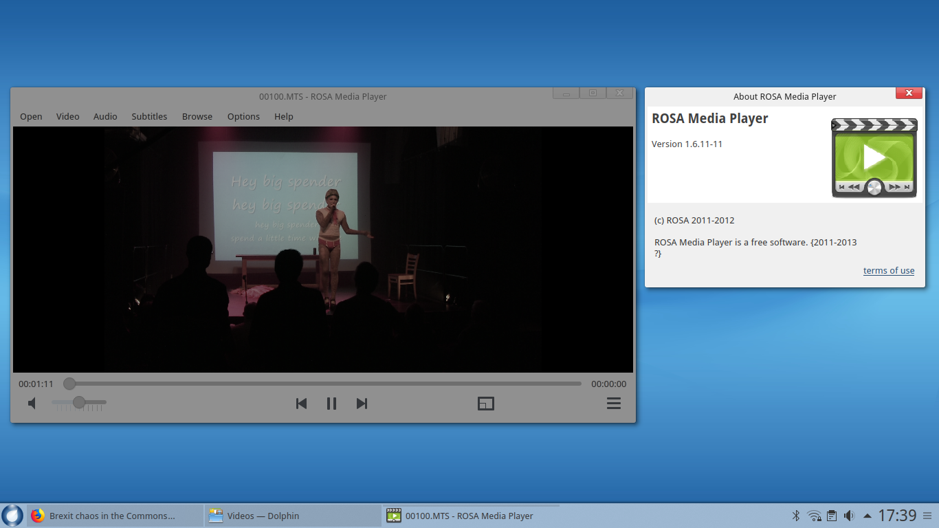 ROSA desktop screenshot: 11 rosa media player