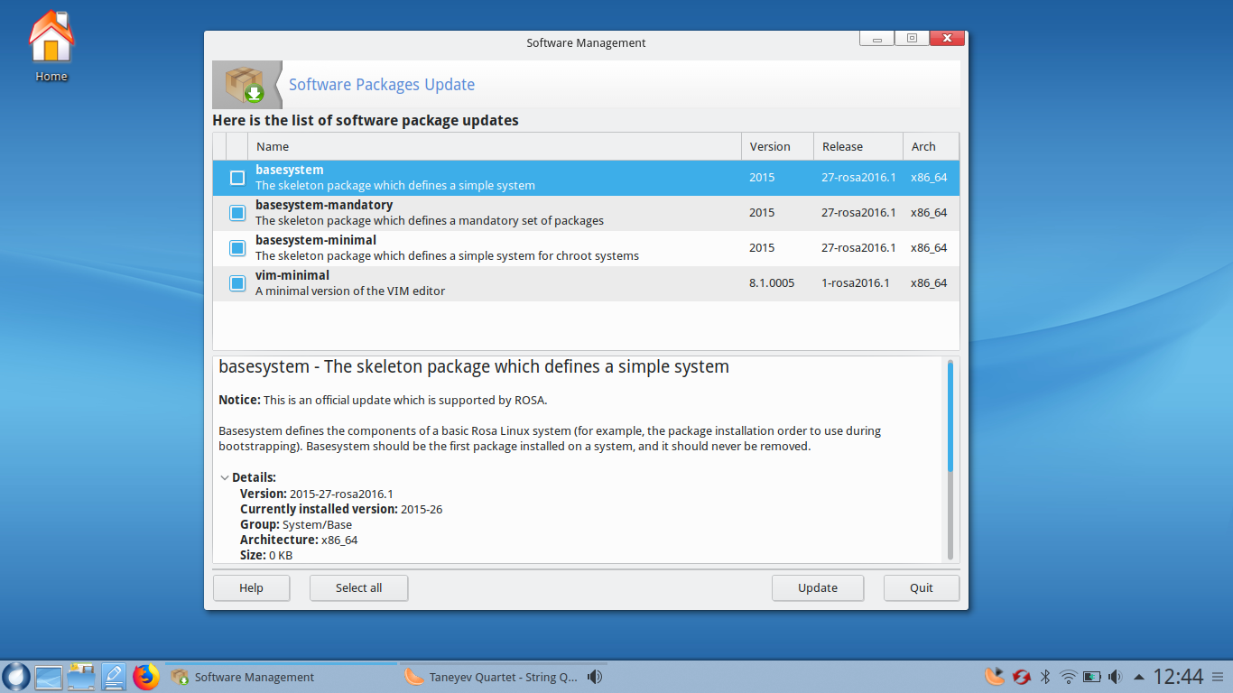 ROSA desktop screenshot: 11 software updates