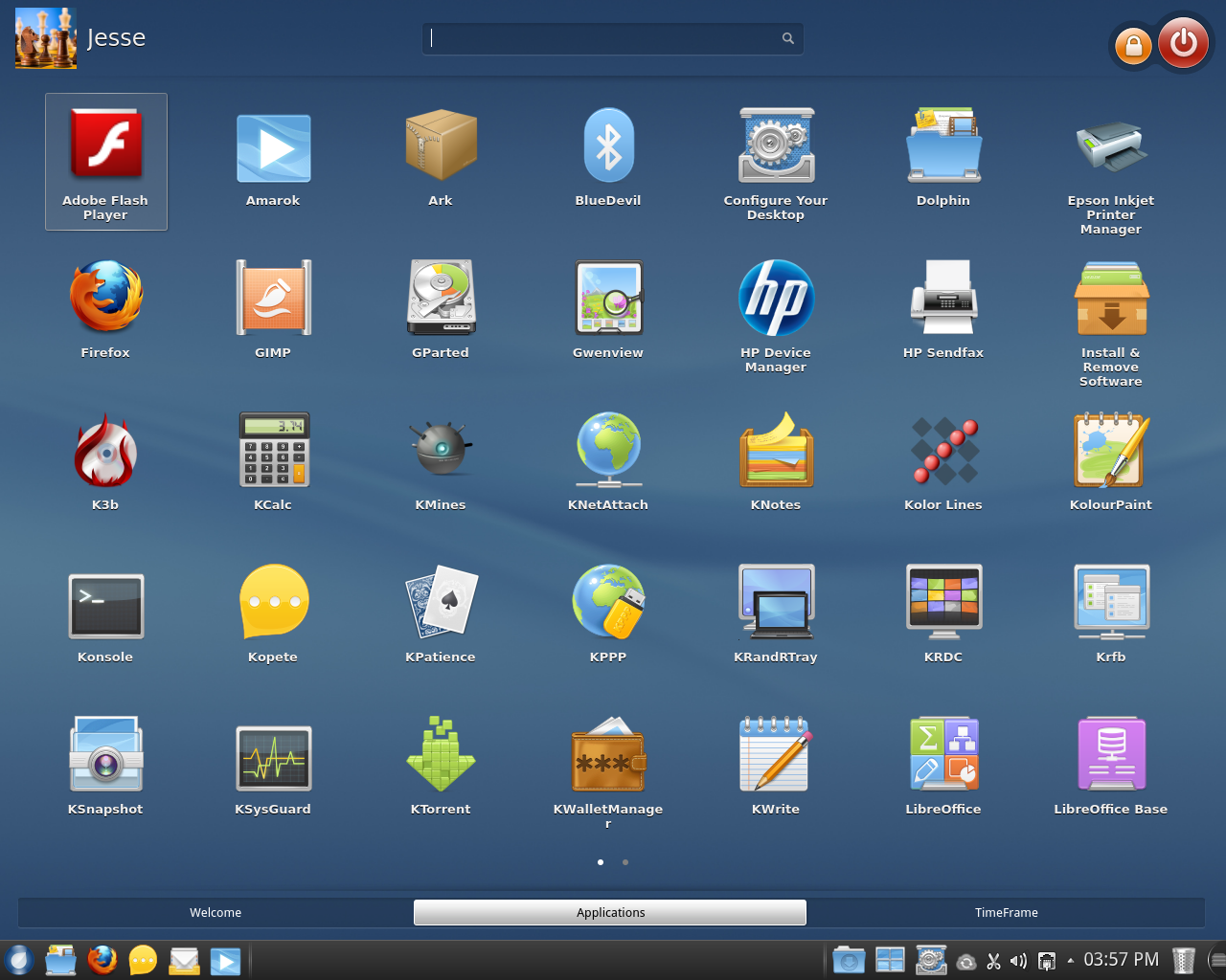 ROSA desktop screenshot: 2012 r1 desktop fresh menu