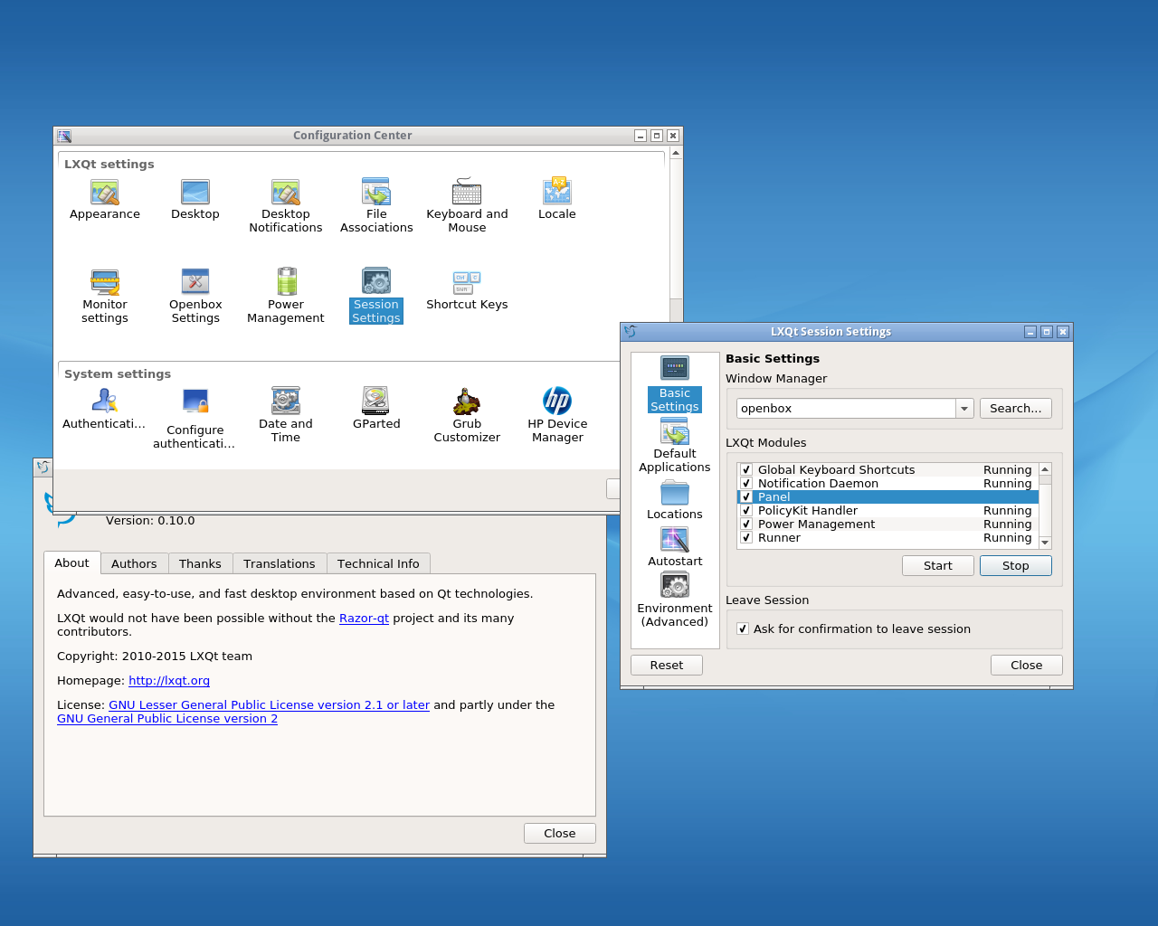 ROSA desktop screenshot: r6 lxqt services