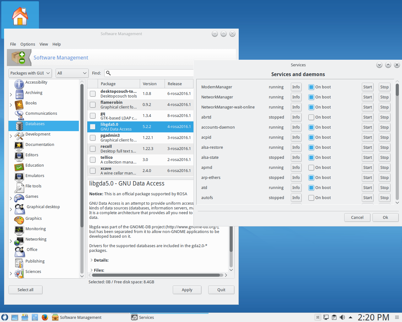 ROSA desktop screenshot: r9 software