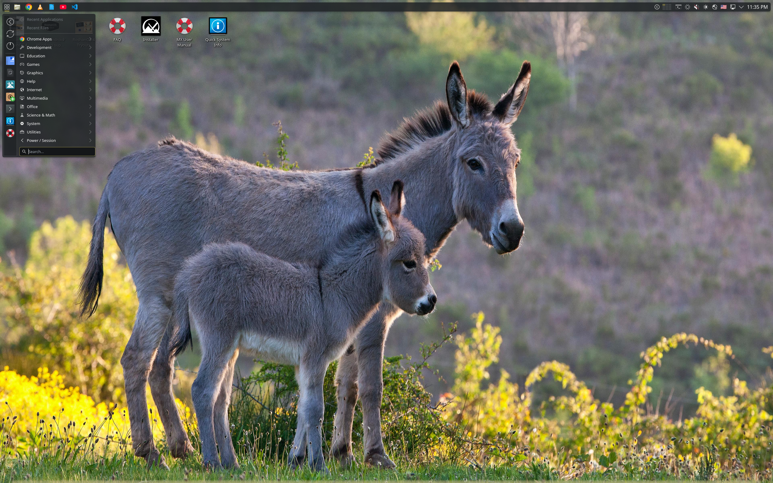 RoshanOS desktop screenshot: 4.0