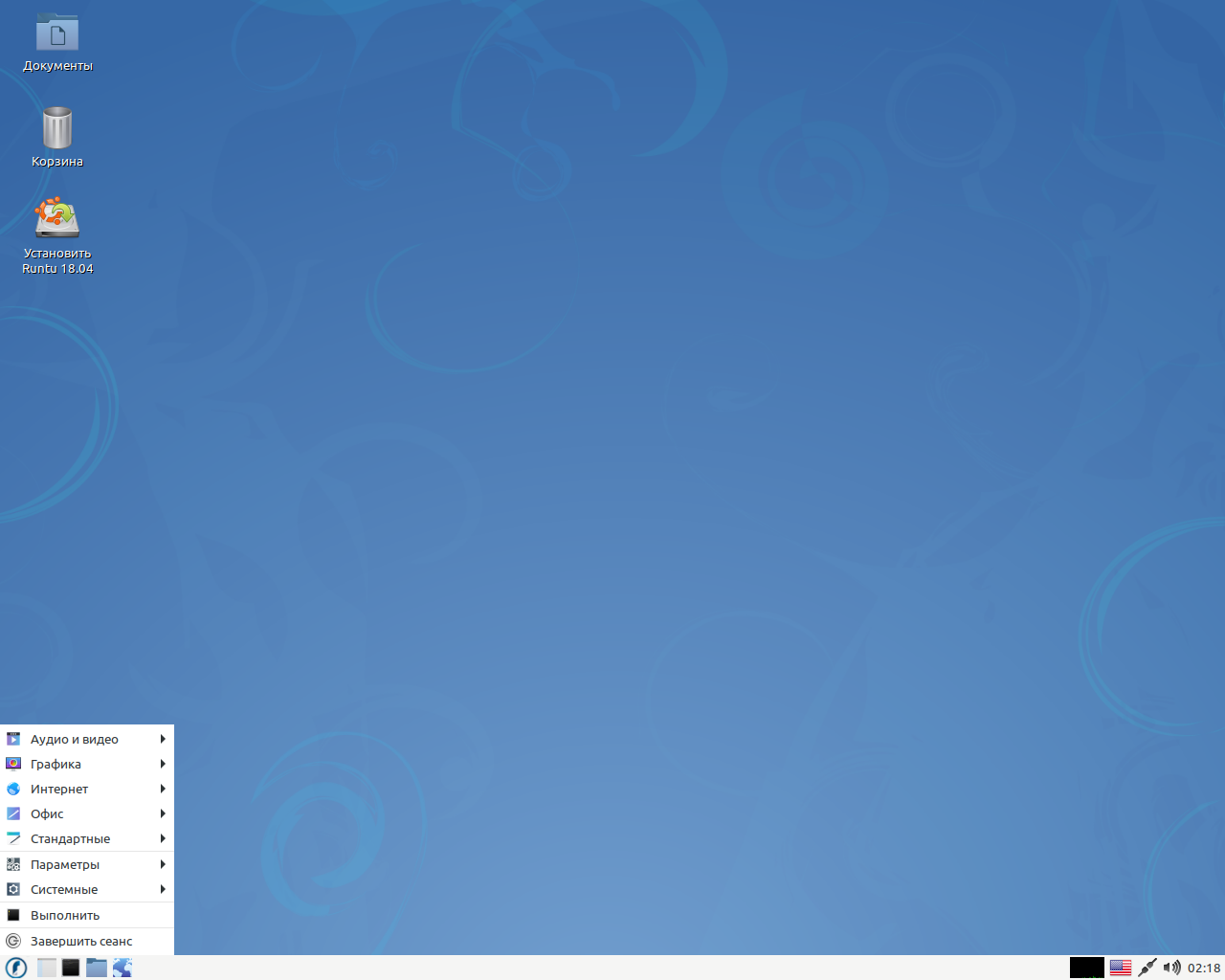 Runtu desktop screenshot: 18.04