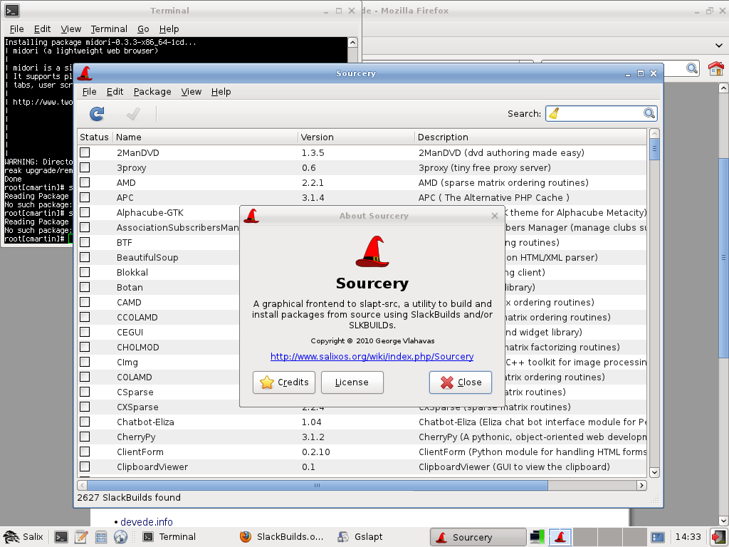 Salix desktop screenshot: 13.37 opening sourcery