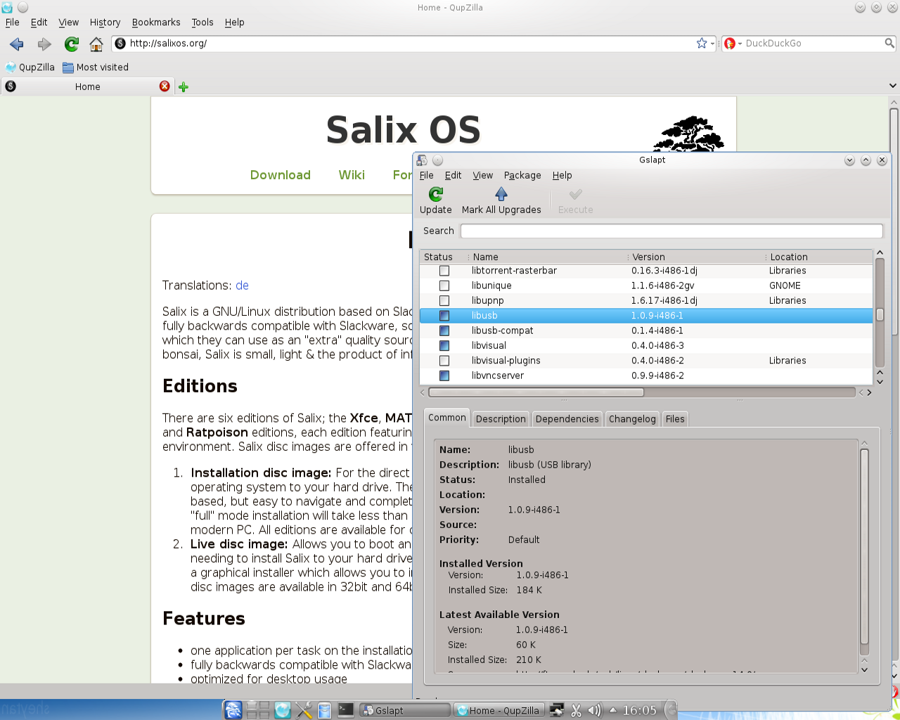 Salix desktop screenshot: 14.0.1 packages