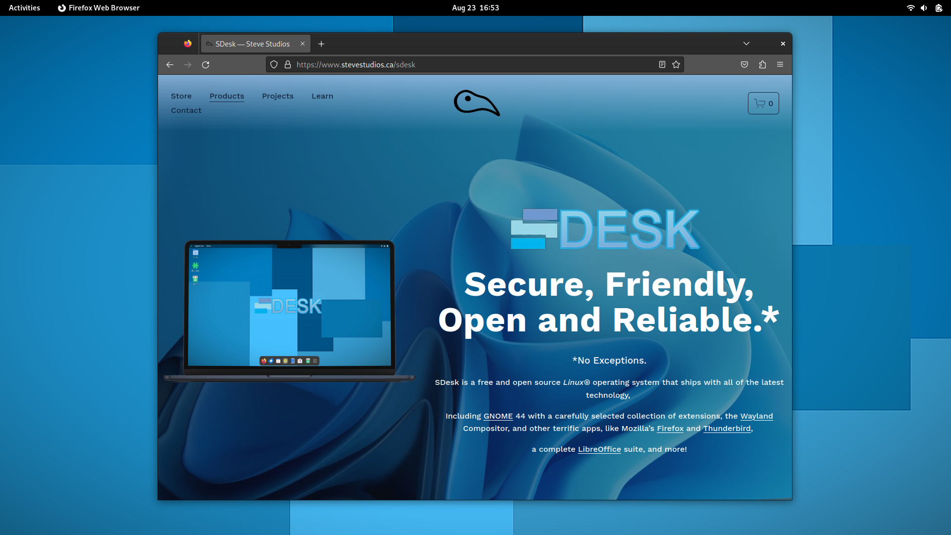 SDesk desktop screenshot: 2023.08.12 firefox