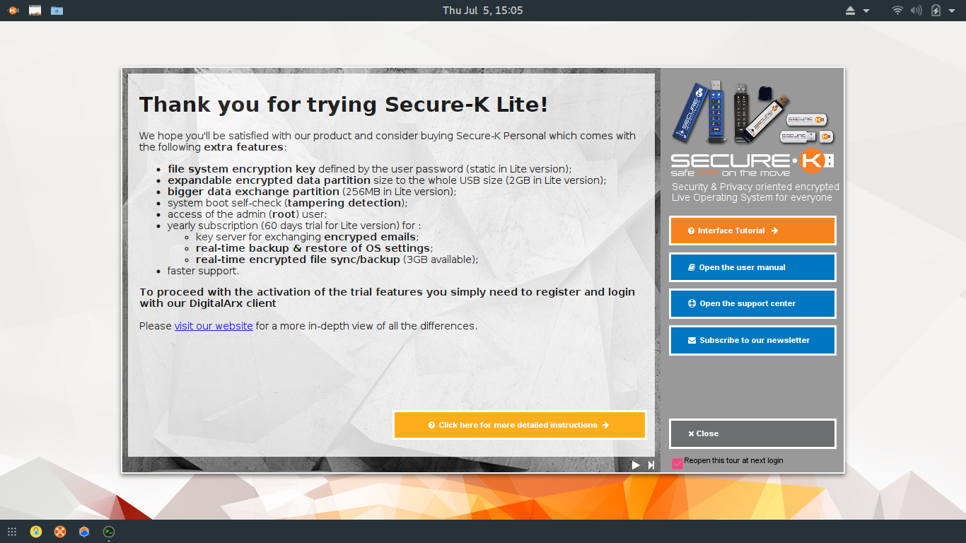 Secure-K desktop screenshot: 18.5
