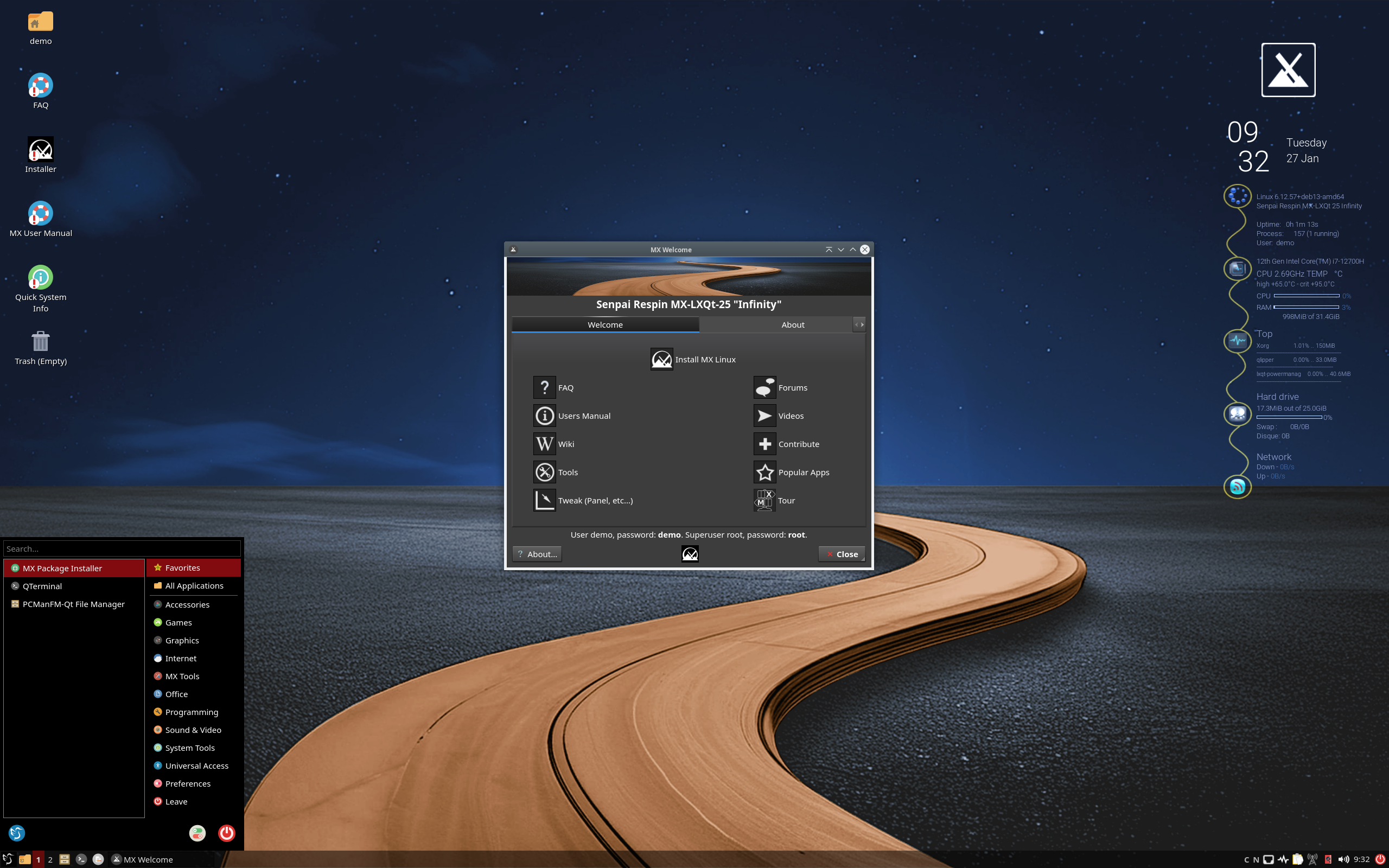 Senpai desktop screenshot: 20251226 mx lxqt