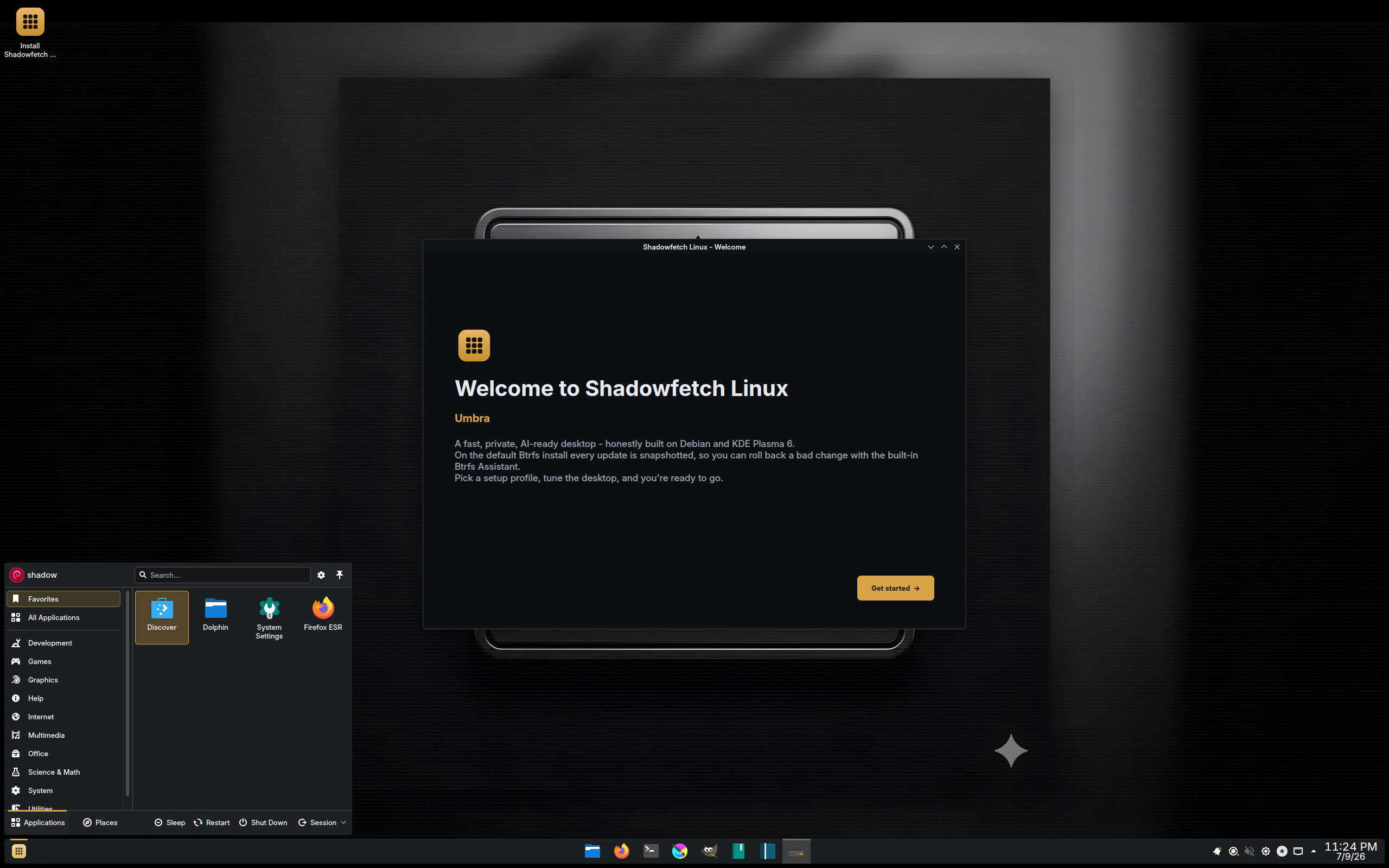 Shadowfetch desktop screenshot: 1.8.1 kde