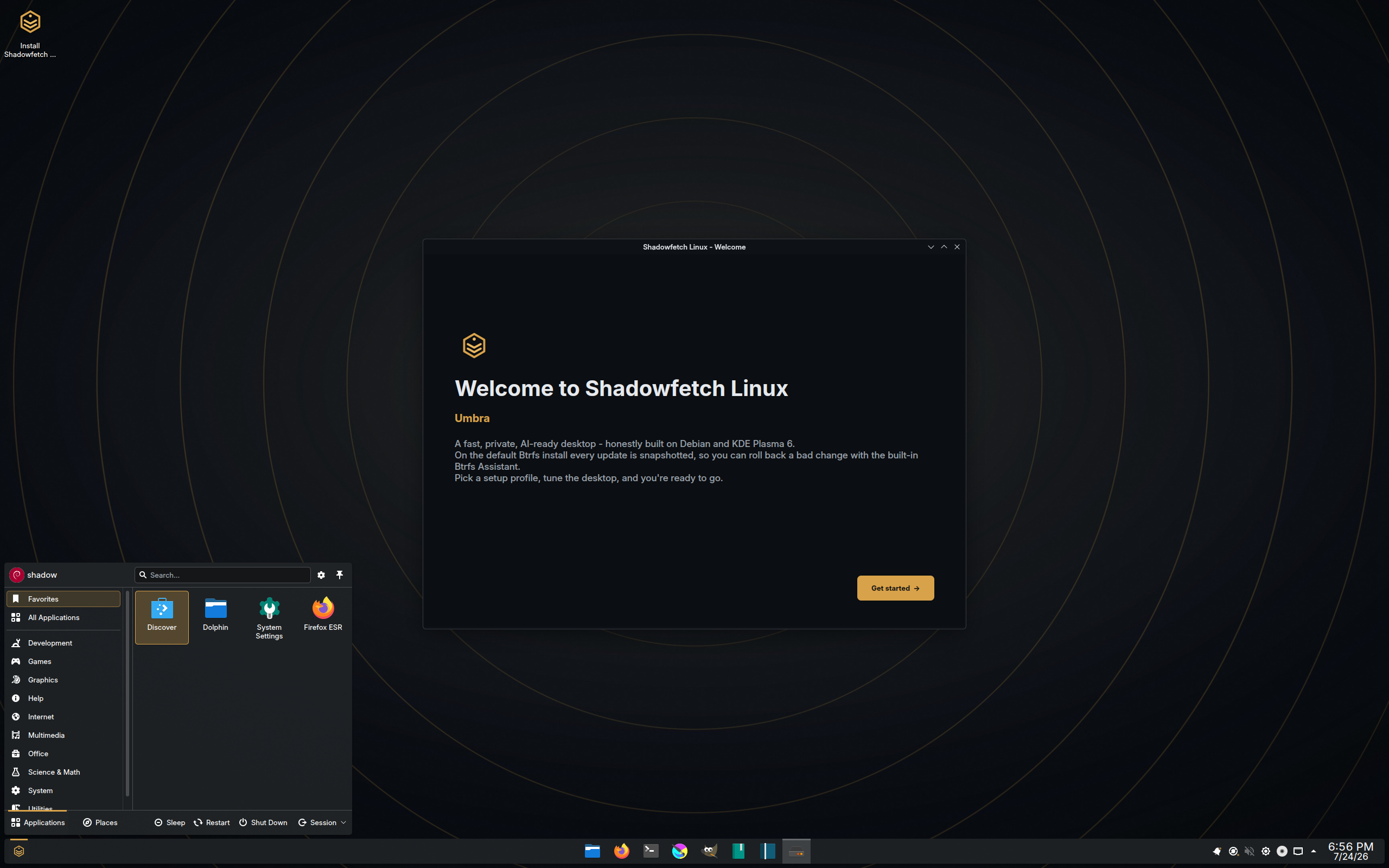 Shadowfetch desktop screenshot: 2.0.0 kde