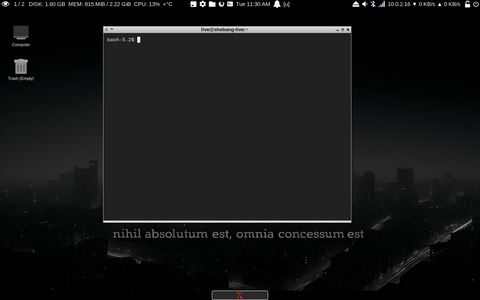 Shebang desktop screenshot: Distribution overview