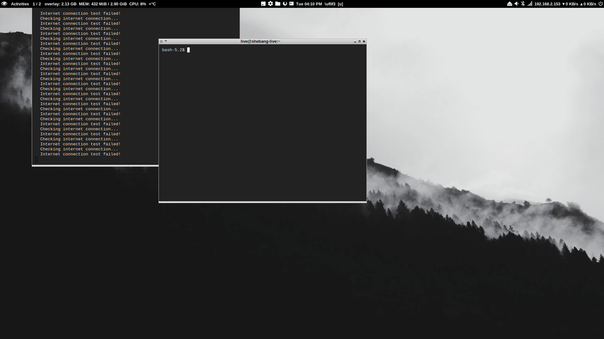 Shebang desktop screenshot: 25.0 openbox