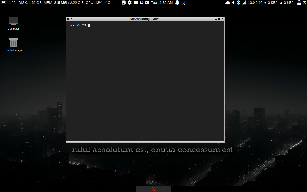 Shebang desktop screenshot: 25.8
