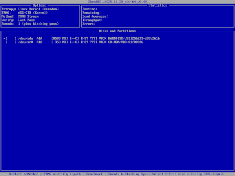 ShredOS desktop screenshot: Distribution overview