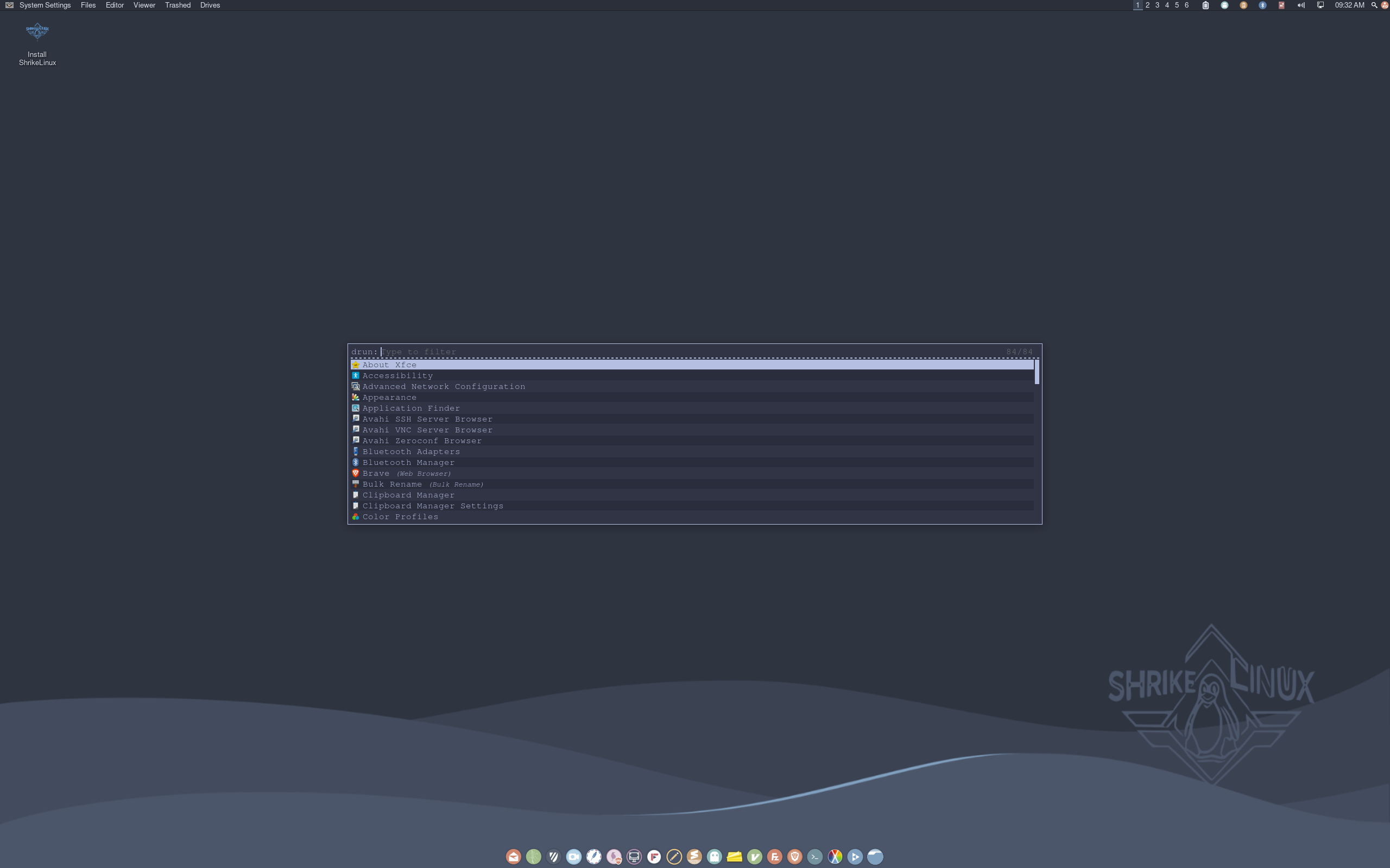 ShrikeLinux desktop screenshot: 2026.01.23