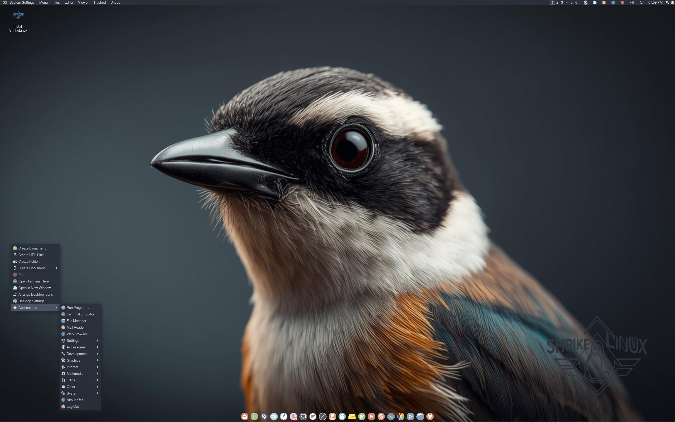ShrikeLinux desktop screenshot: 2026.02.02