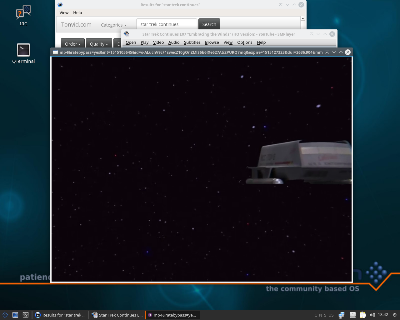 siduction desktop screenshot: 2018.1.0 youtube