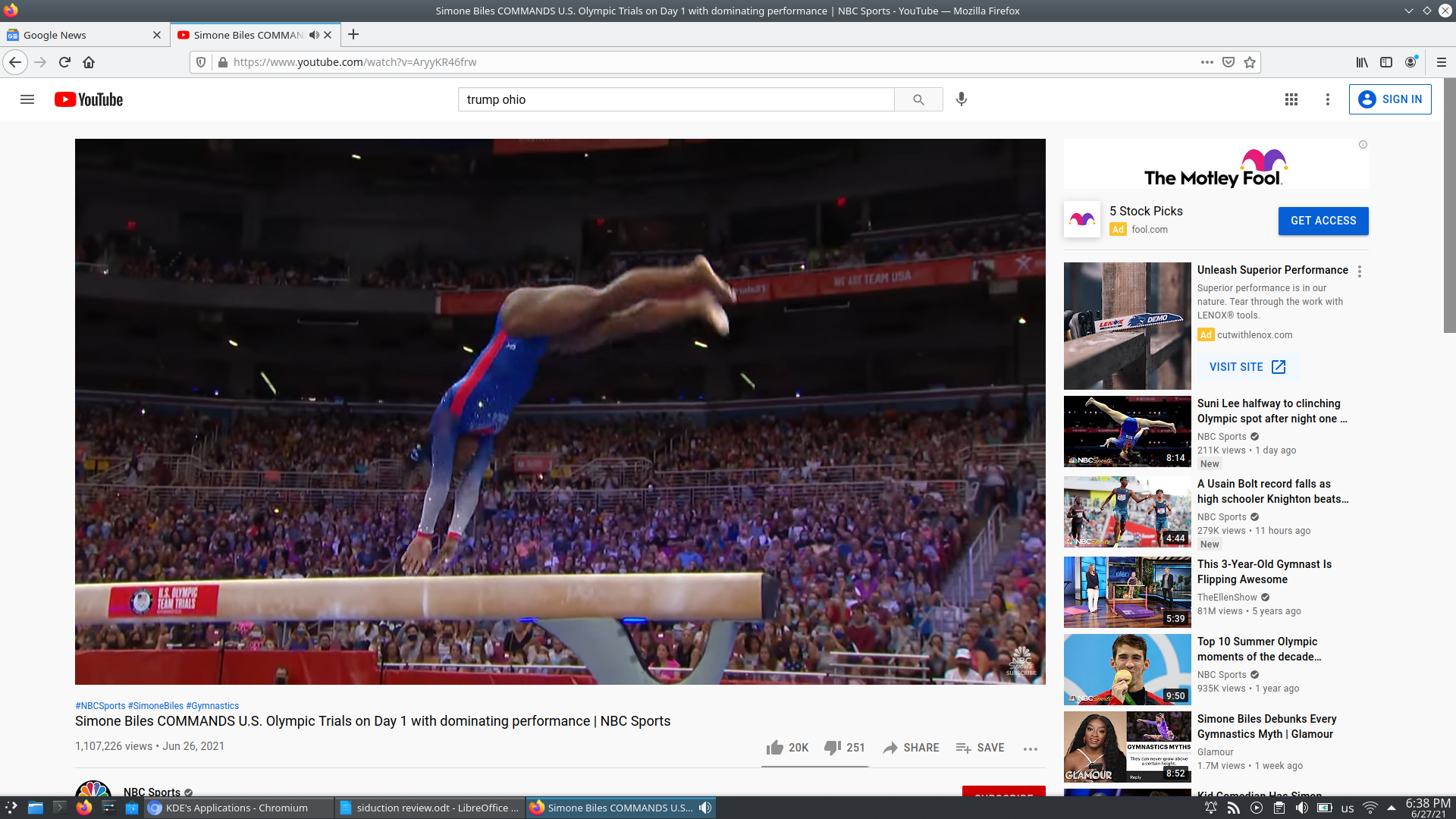siduction desktop screenshot: 2021 watching youtube