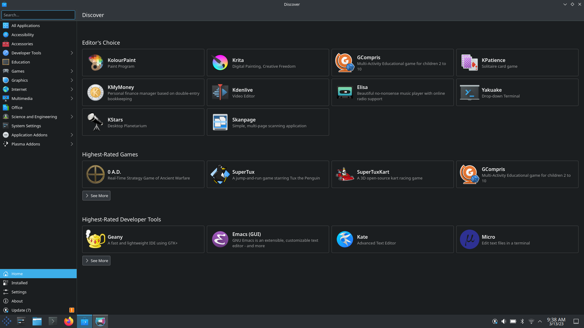 siduction desktop screenshot: 2022.1.1 kde discover