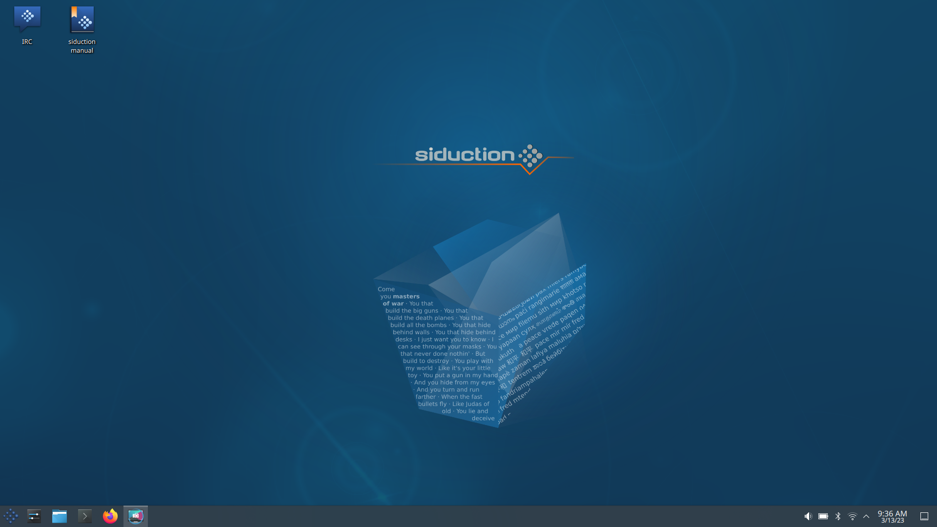 siduction desktop screenshot: 2022.1.1 kde plasma desktop