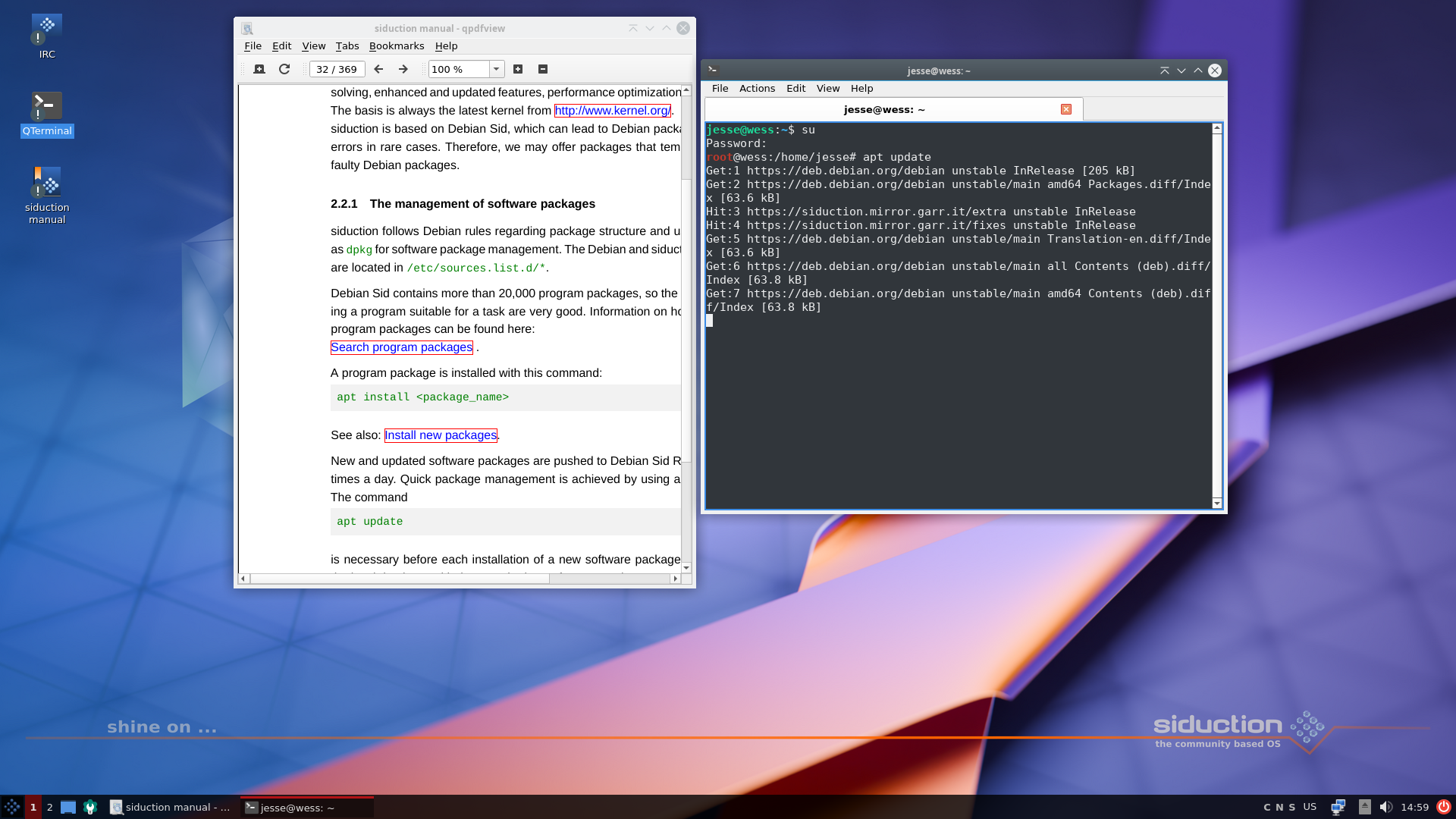 siduction desktop screenshot: 2024.1.0 manual