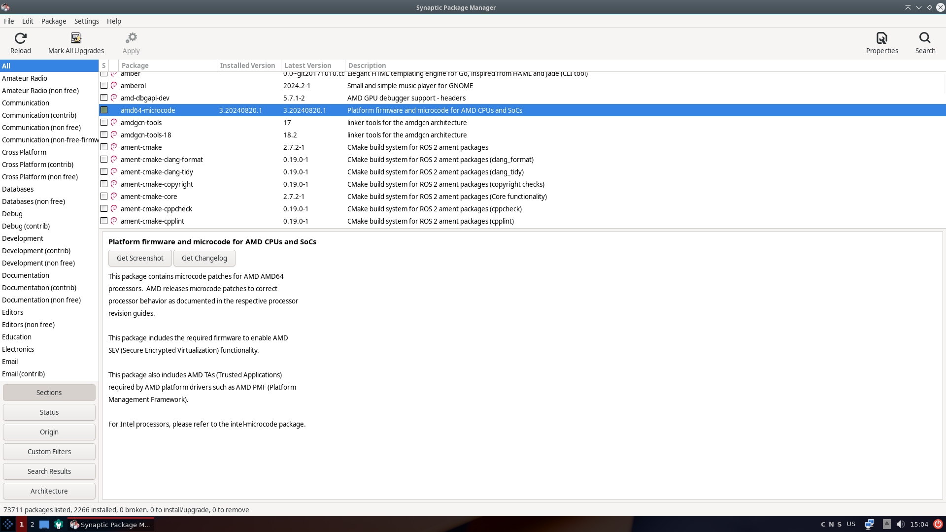 siduction desktop screenshot: 2024.1.0 synaptic