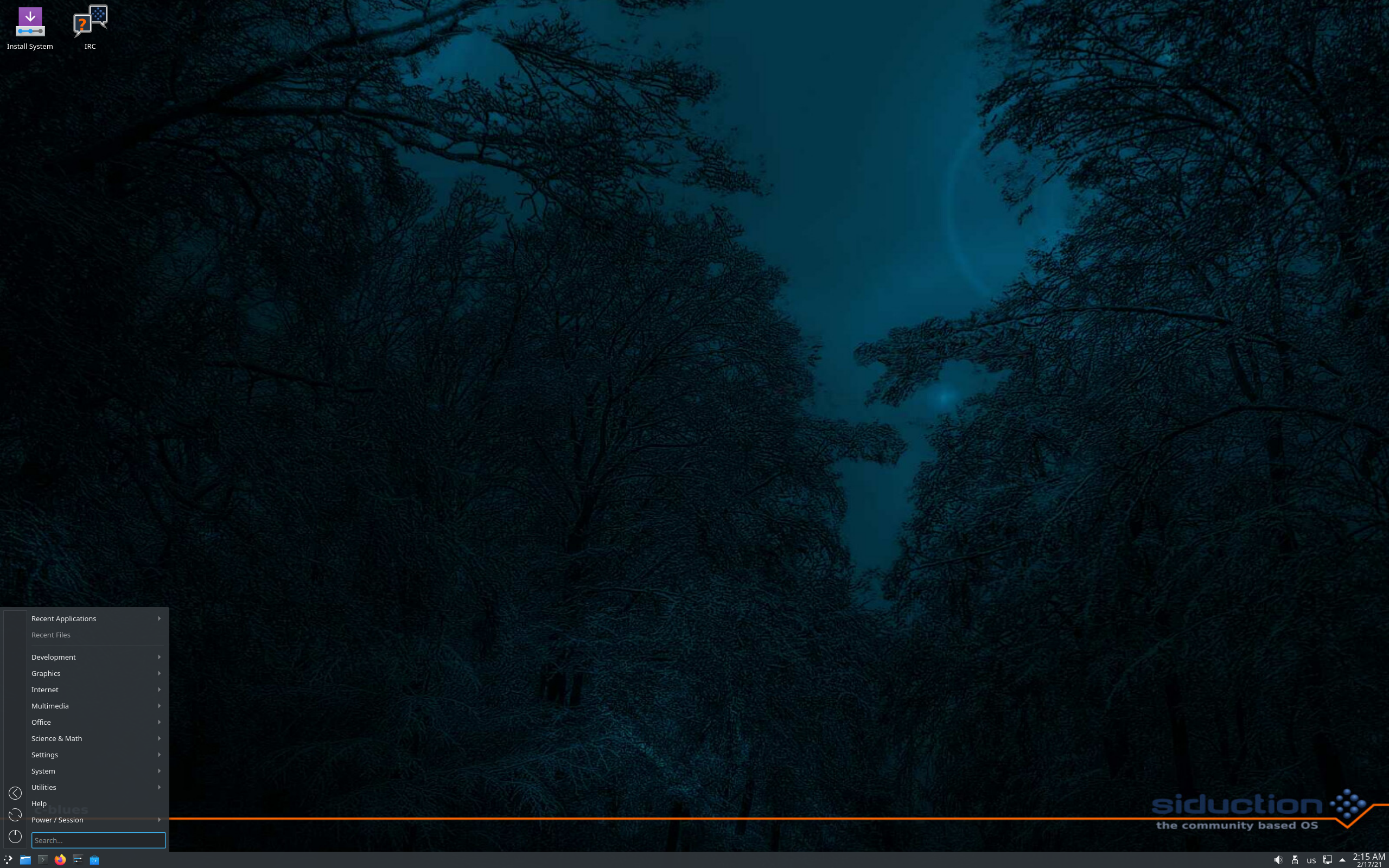 siduction desktop screenshot: 21.1.0
