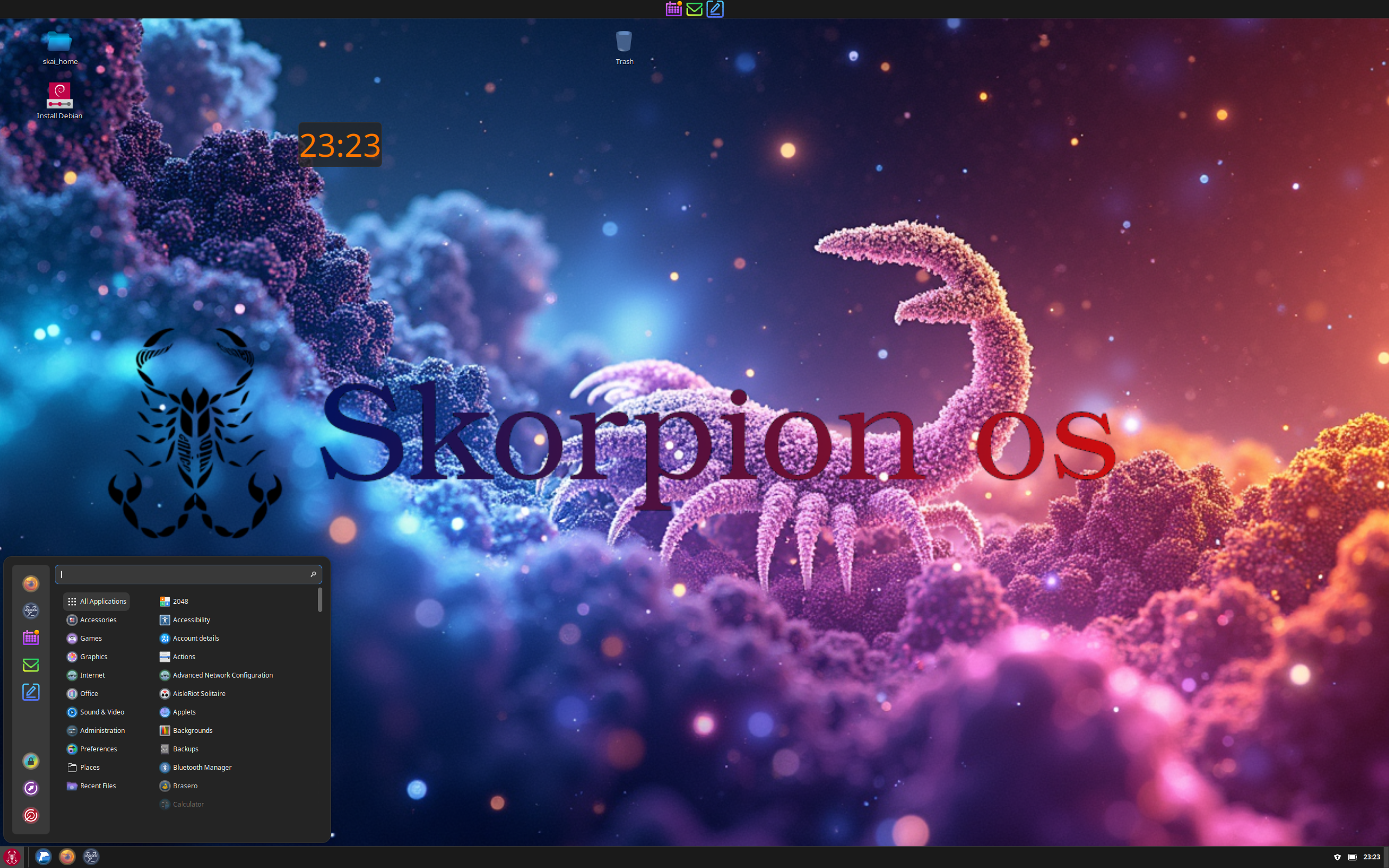Skorpion OS desktop screenshot: 2026 08 22 cinnamon