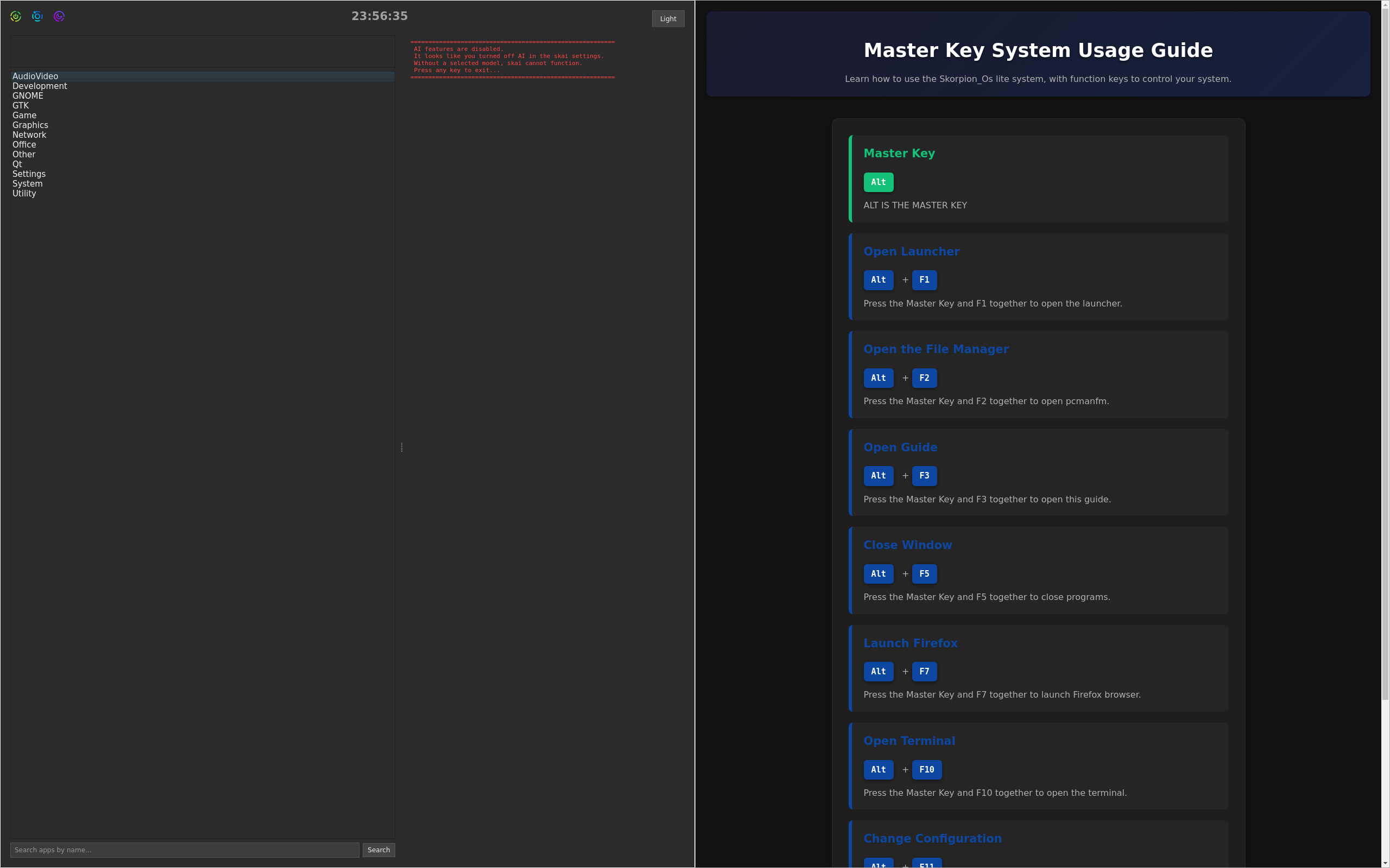 Skorpion OS desktop screenshot: 2026 08 22 i3