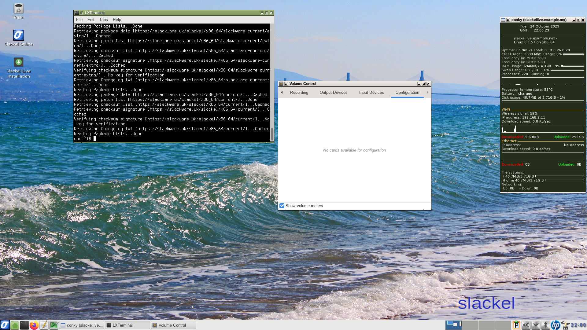 Slackel desktop screenshot: 7.7 audio