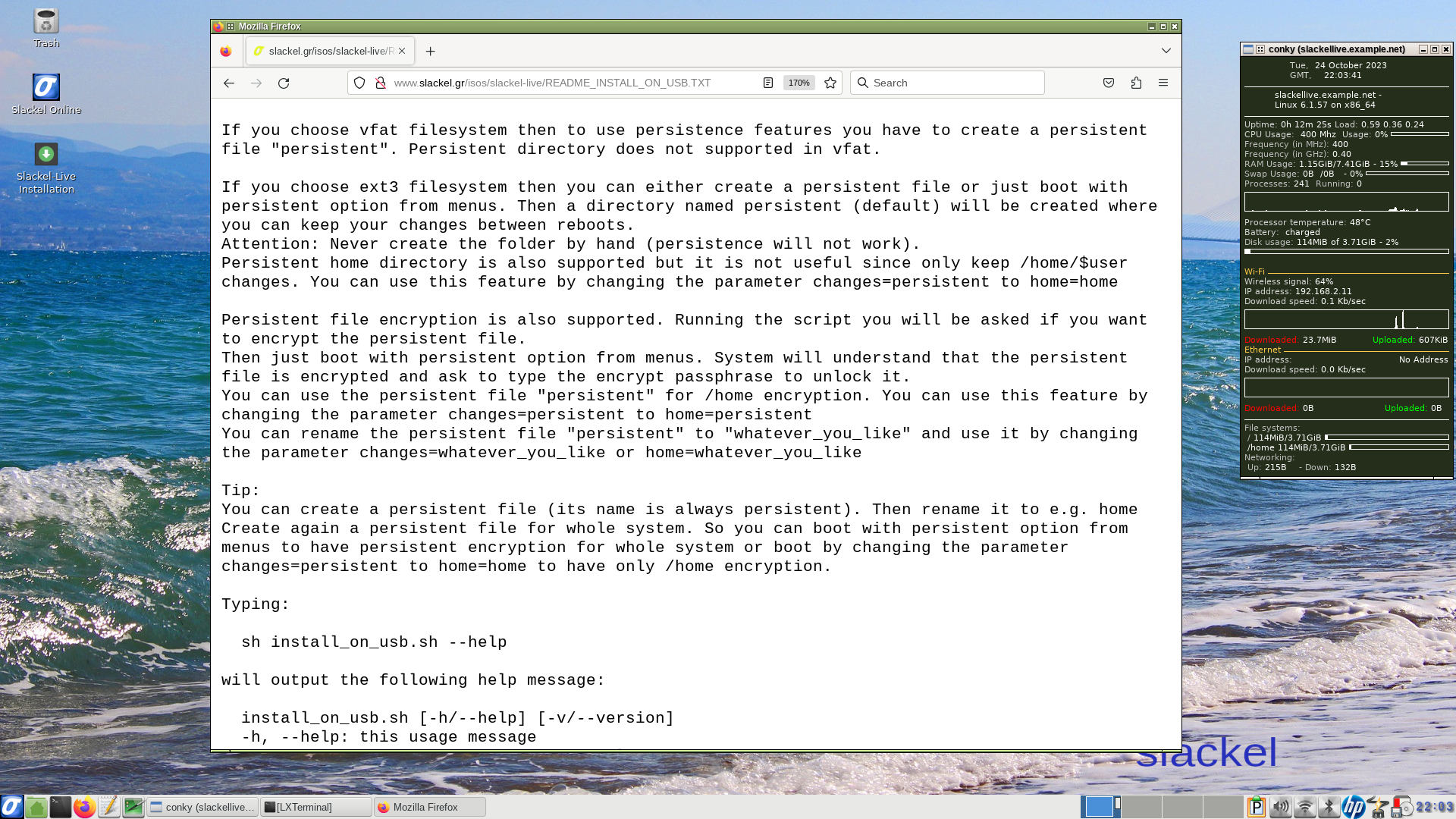 Slackel desktop screenshot: 7.7 persist
