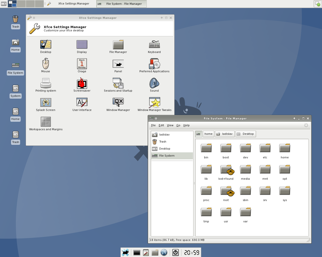 Slackware desktop screenshot: 12.0 rc1