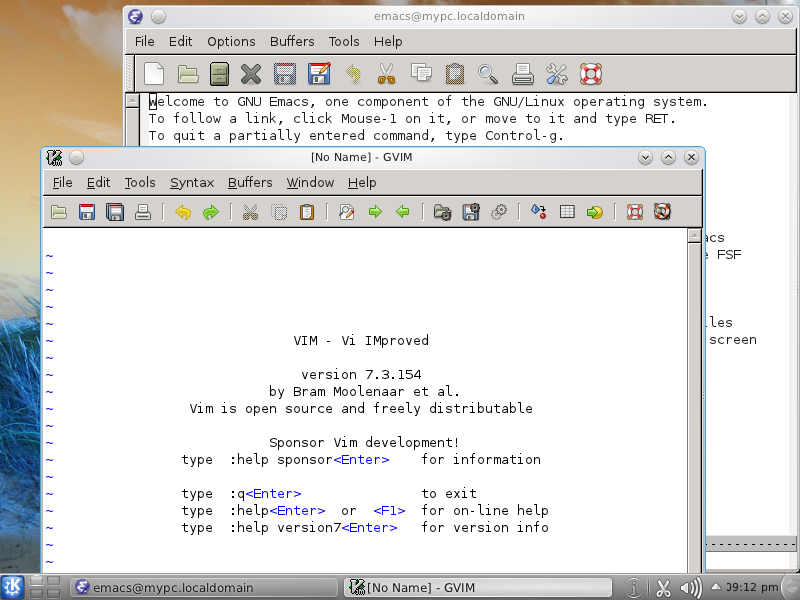 Slackware desktop screenshot: 13.37 editors