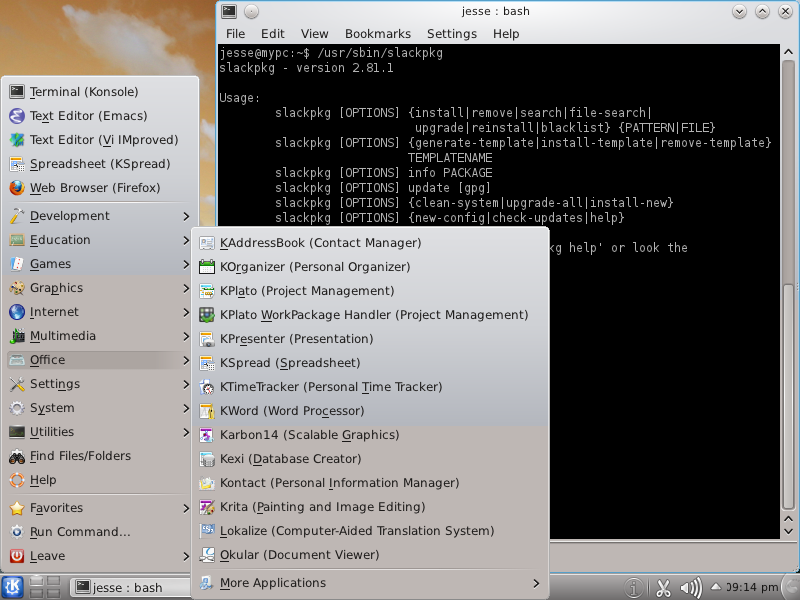 Slackware desktop screenshot: 13.37 software