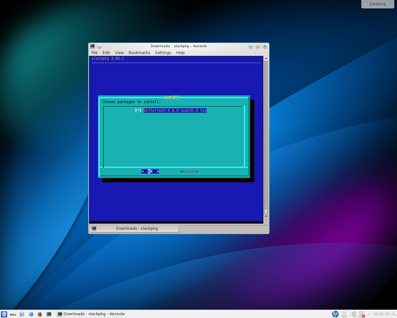 Slackware desktop screenshot: 14.2 slackpkg