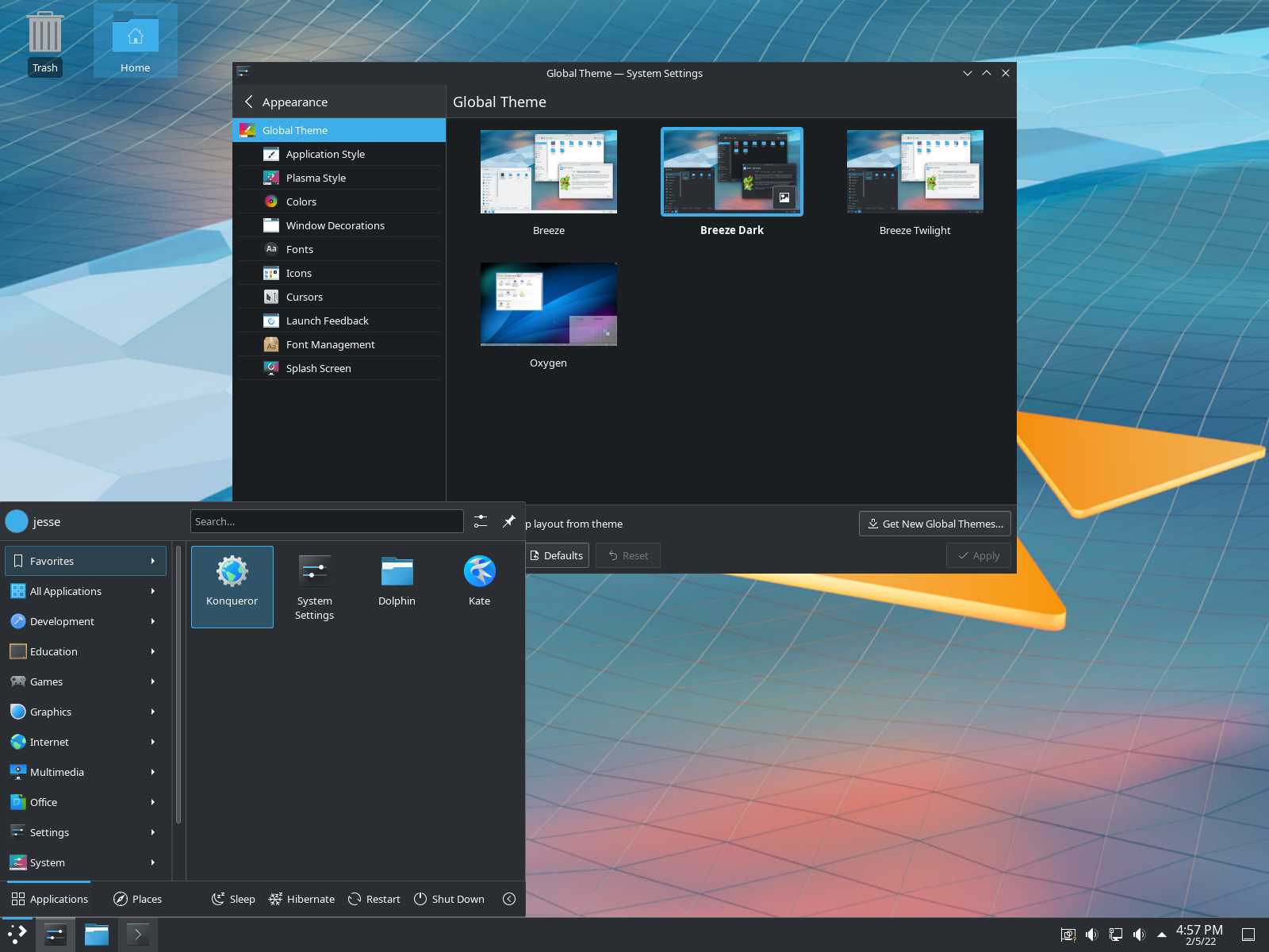 Slackware desktop screenshot: 15.0 menu