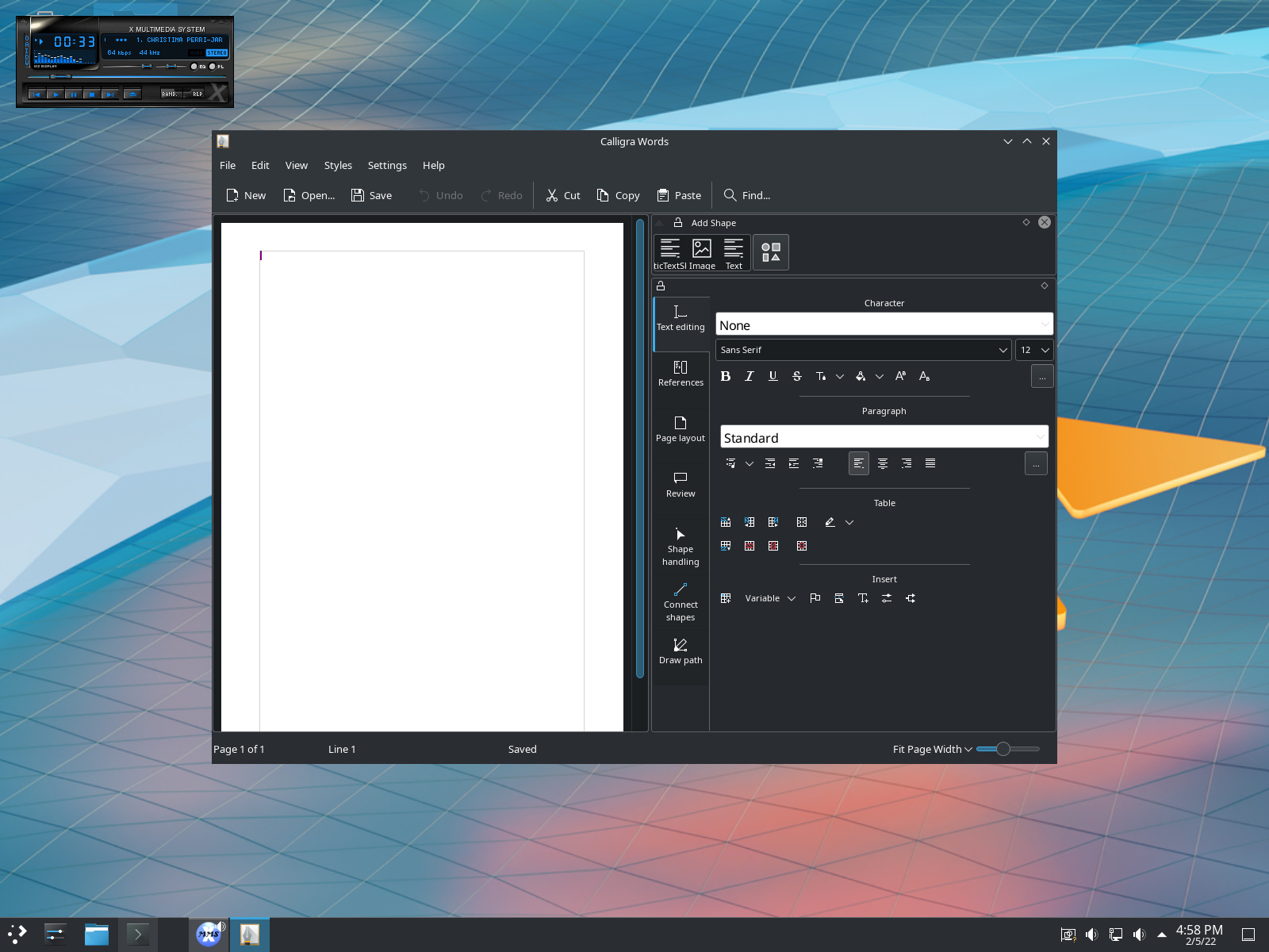 Slackware desktop screenshot: 15.0 music office