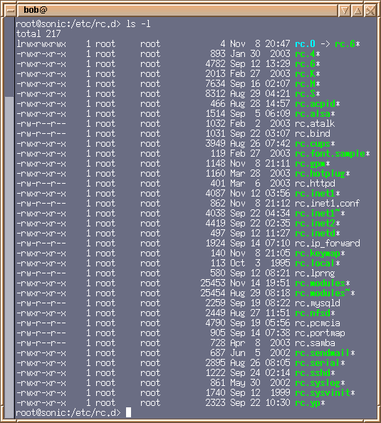 Slackware desktop screenshot: startup scripts