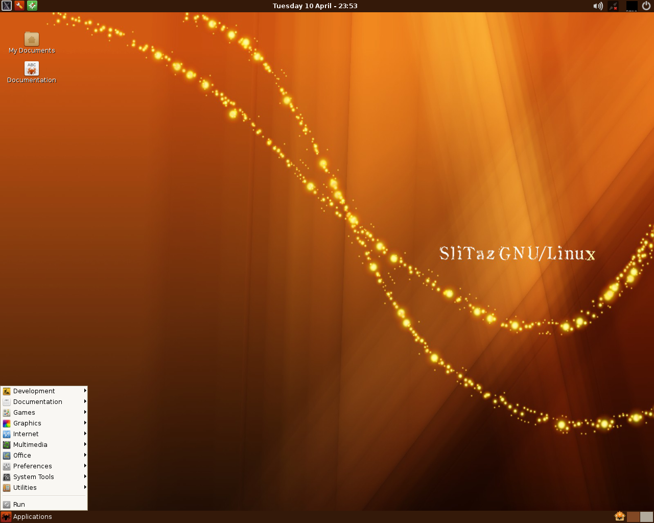SliTaz desktop screenshot: 4.0