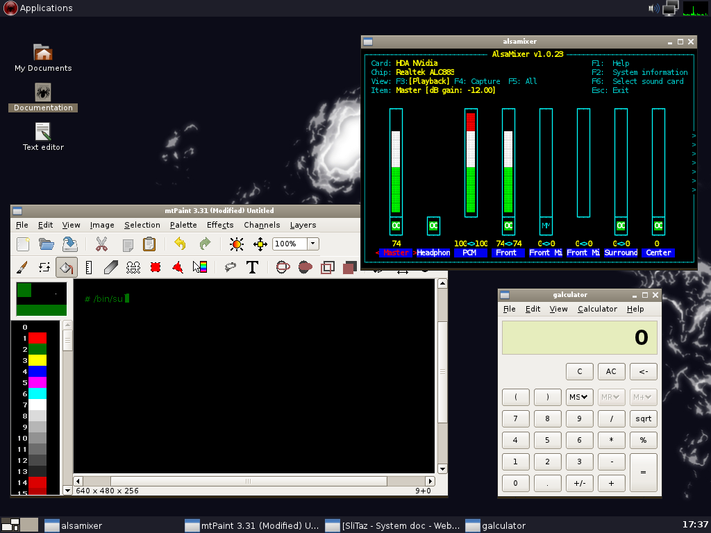 SliTaz desktop screenshot: cooking 20110329 apps