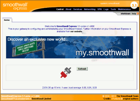 Smoothwall desktop screenshot: Distribution overview