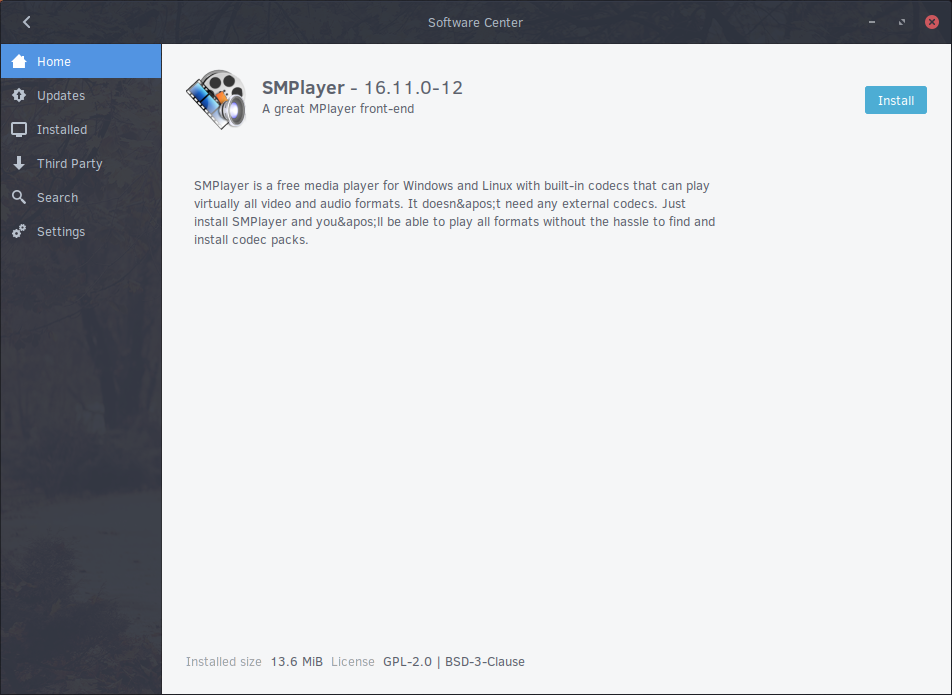 Solus desktop screenshot: 2017.01.01.0 software centre