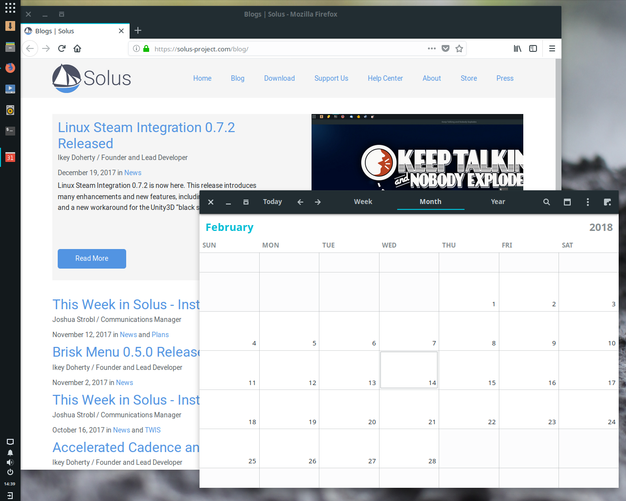 Solus desktop screenshot: 3 calendar