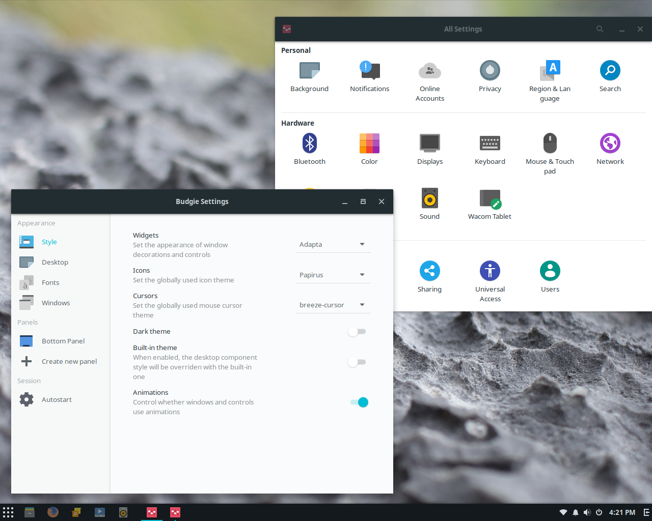 Solus desktop screenshot: 3 preupgrade