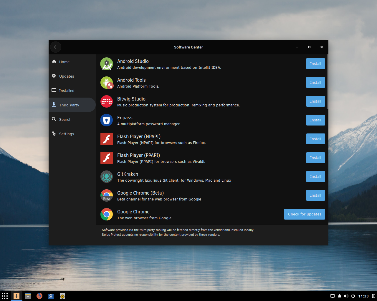 Solus desktop screenshot: 4.0 software