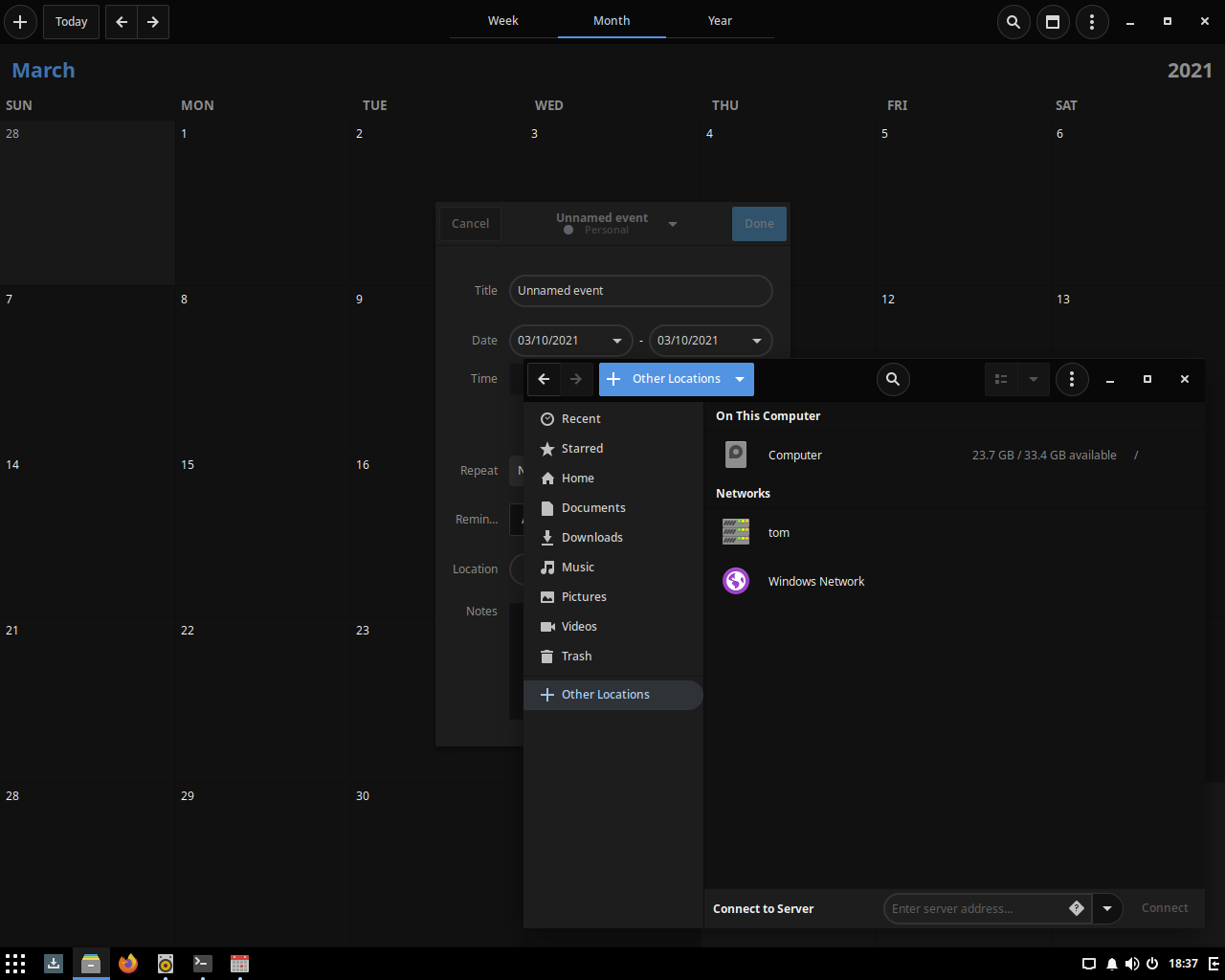 Solus desktop screenshot: 4.2 calendar files
