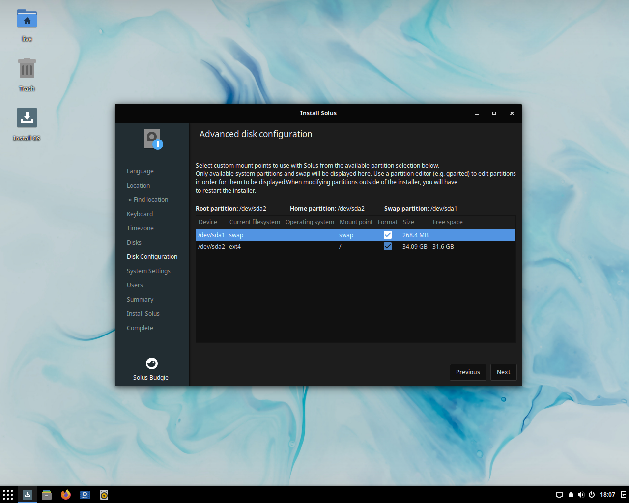 Solus desktop screenshot: 4.2 installer