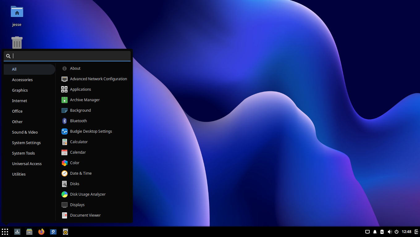 Solus desktop screenshot: 4.3 menu