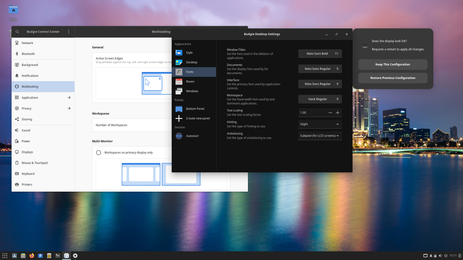 Solus desktop screenshot: 4.7 settings